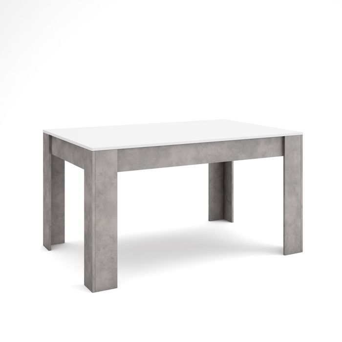 Table à manger Meuble Salle à Manger 140x90x76 cm Pour 6 personnes Blanc et ciment RF3650 Table à manger Meuble Salle à Manger 140x90x76 cm Pour 6 personnes Blanc et ciment RF3650