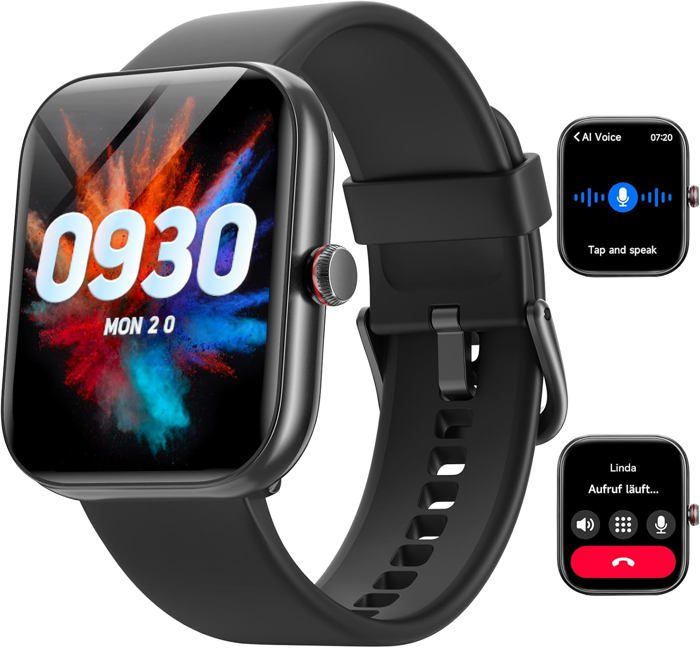 Montre Connectée Homme1.91 Avec Appel BluetoothVoix De LIaAlexa IntégréeMoniteur De Spo2SommeilPodometreIp68