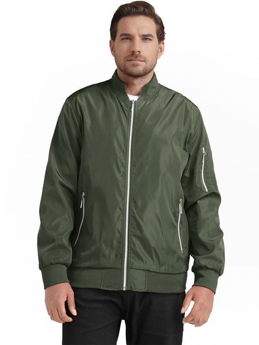 Veste Homme Classique Décontractée - Blouson Bomber épais Coupe-vent, Doublure Coton, Poches Pratiques - 5
