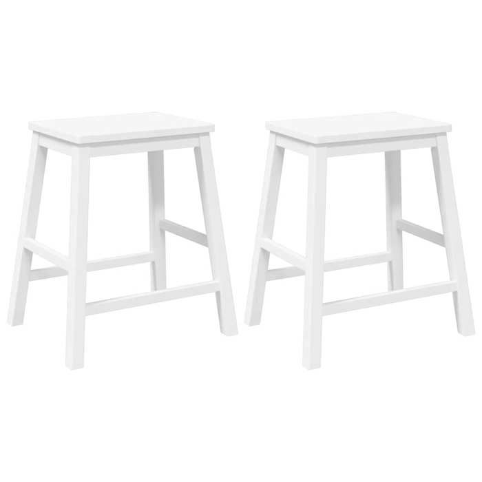 GKK Chaises de bar - 52x41x63cm - Tabourets de bar - 2 pcs - blanc bois massif dhévéa @701