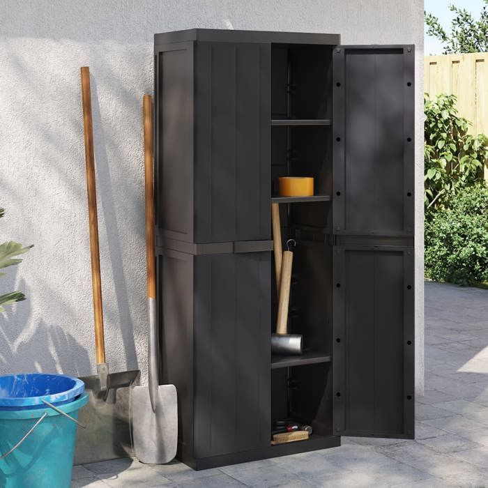 RemiseCommode à tiroirs/Buffet - JMS - Armoire de rangement dextérieur noir 65x37x165 cm PP MAISON2025 23891
