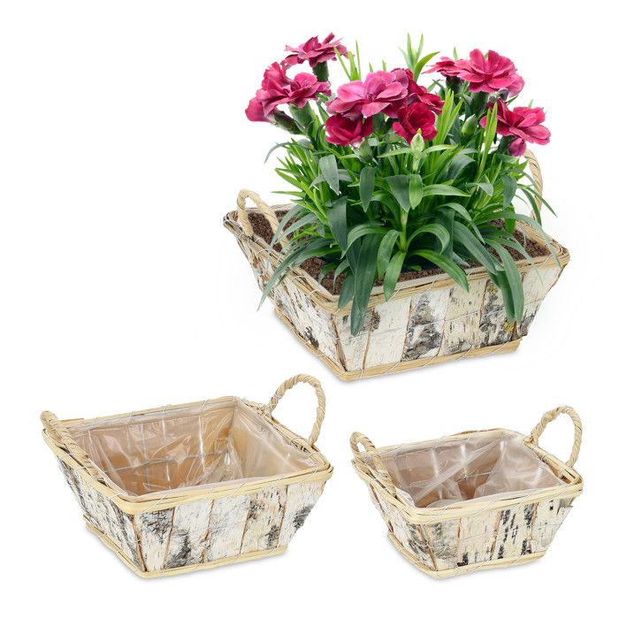 Relaxdays Bacs à Fleurs En Bois Jeu De 3, Pour Jardin, Pour Plantes