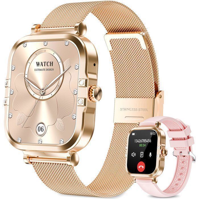Smartwatch Sport Montre Connectée Femme Homme Enfant étanche IP67 175Bluetooth Compatible Android iOS iphone samsung Or