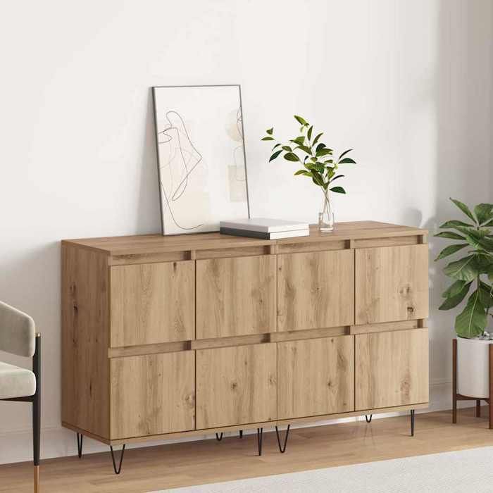 HSF®Meuble de séjour Contemporain - Buffets 2 pcs - chêne artisanal - 120x35x70cm ckd32552