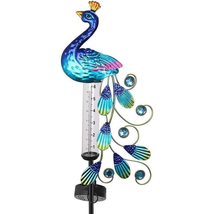 Pluviomètre décoratif - Keeper - Lampe solaire - Forme de paon - Étanche - A306