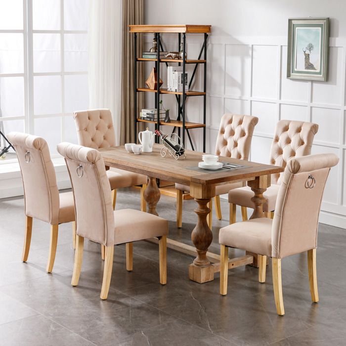 Fauteuil Haute qualité nouveau design velours salle à manger chaises ensemble de 4 pièces avec pieds en chêne boutons boutons chro