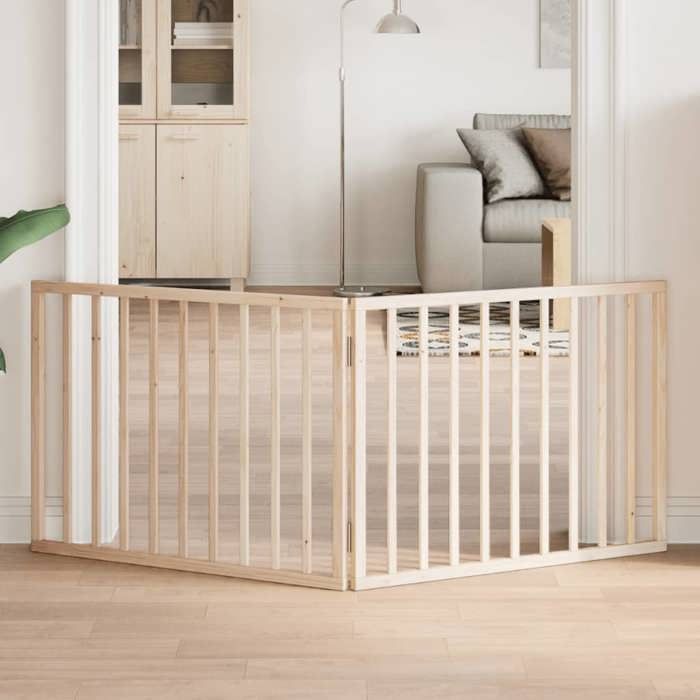 Barrière pour chien - vidaXL - Pliable - Bois de peuplier - 160 cm - Brun