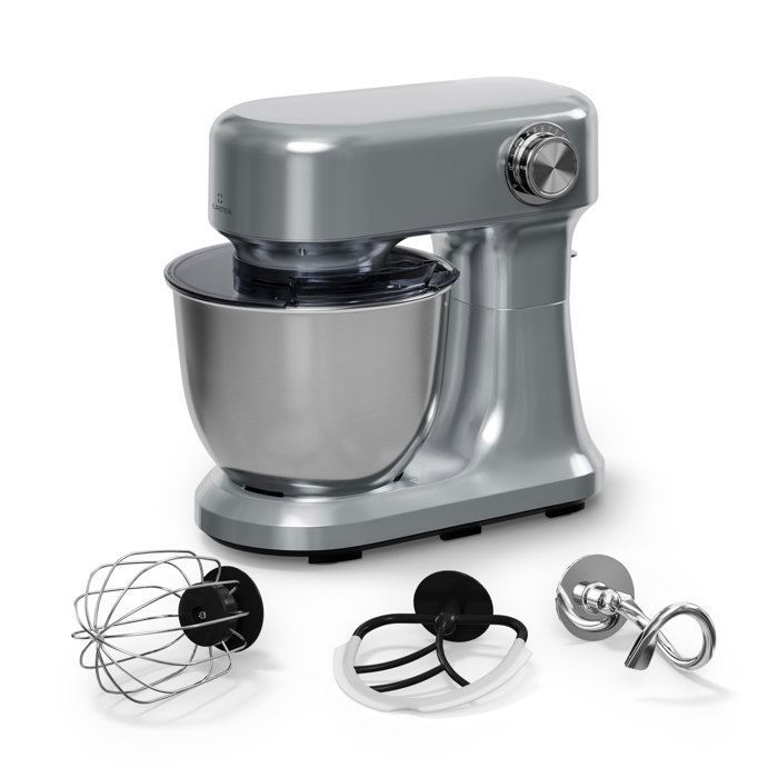 Klarstein Bella Evo Robot Pâtissier 1500W 5L Bol Inox 12 Vitesses Système Planétaire Pulse Robot Cuisine Multifonctions Argent
