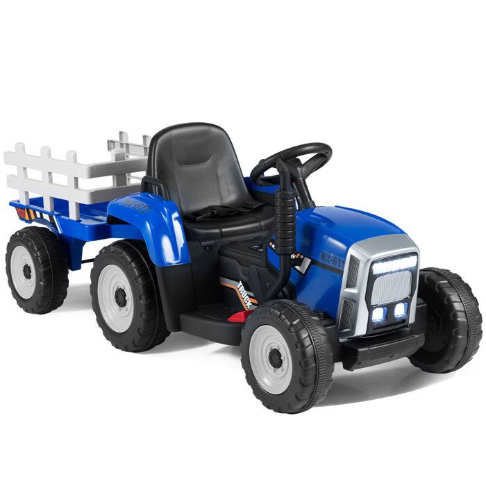 Tracteur Électrique Enfant avec Remorque 3-6 Ans Télécommande MP3