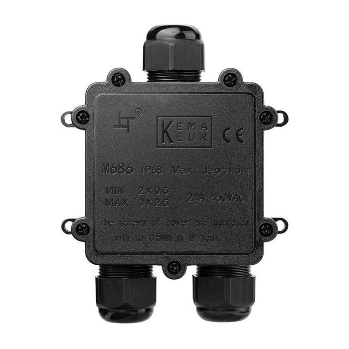 Boîte de jonction étanche - MICH - IP68 - 1 en 2 - Câble coaxial 5 à 14 mm - Connecteur 3 fils