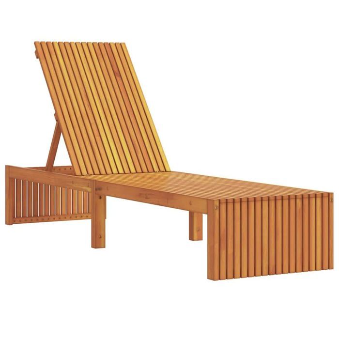 vidaXL Chaise longue 200x55x30 cm en bois d'acacia massif - vue 3