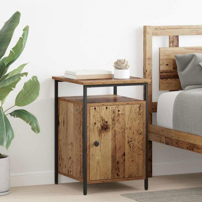 VIDAXL Table de chevet bois ancien 42 x 40 x 60 cm – métal 1 étagère