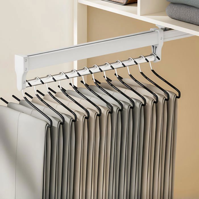 Porte-pantalon coulissant à fixation supérieure 35 cm - [Blanc mat]