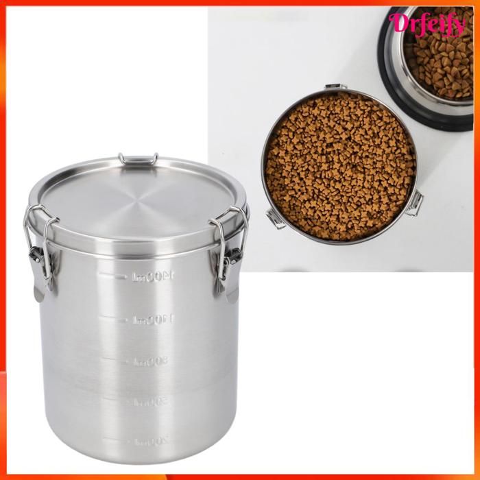 Comparer les prix de Récipient de stockage daliments pour animaux - AKOZON - Drfeify - Acier inoxydable 304 - Hermétique - Anti-fuites - 1600ml