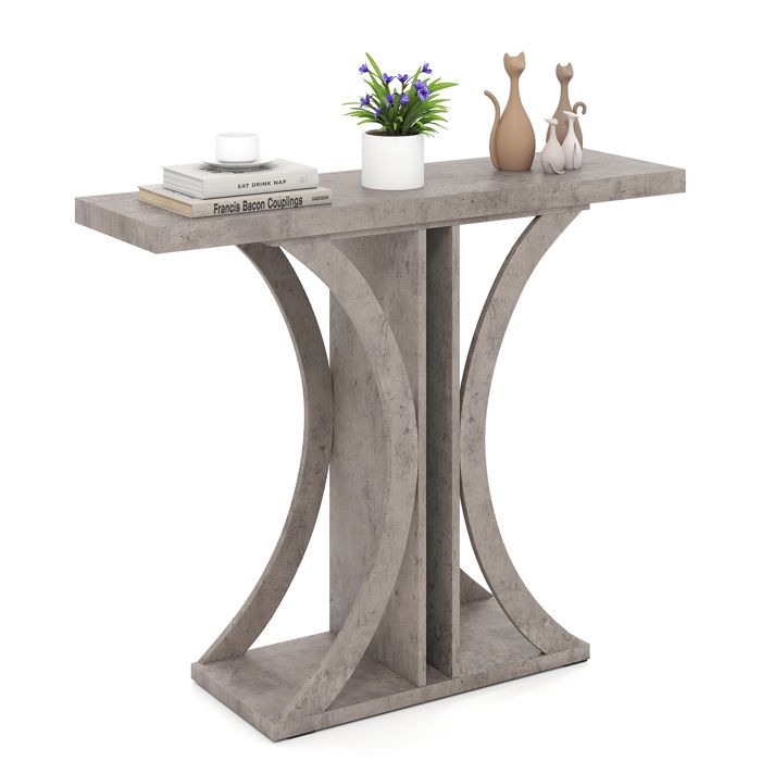 Console dEntrée COSTWAY de Style Industriel Cadre Géométrique 100 x 295 x 80 cm (L x l x H) pour Salon Couloir Gris