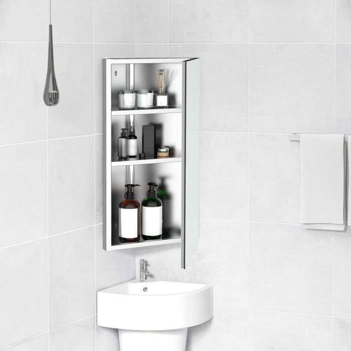 Armoire miroir - AKOZON - 6775 - dangle à suspendre - Inox antirouille - 2 étagères 30×184×60 cm