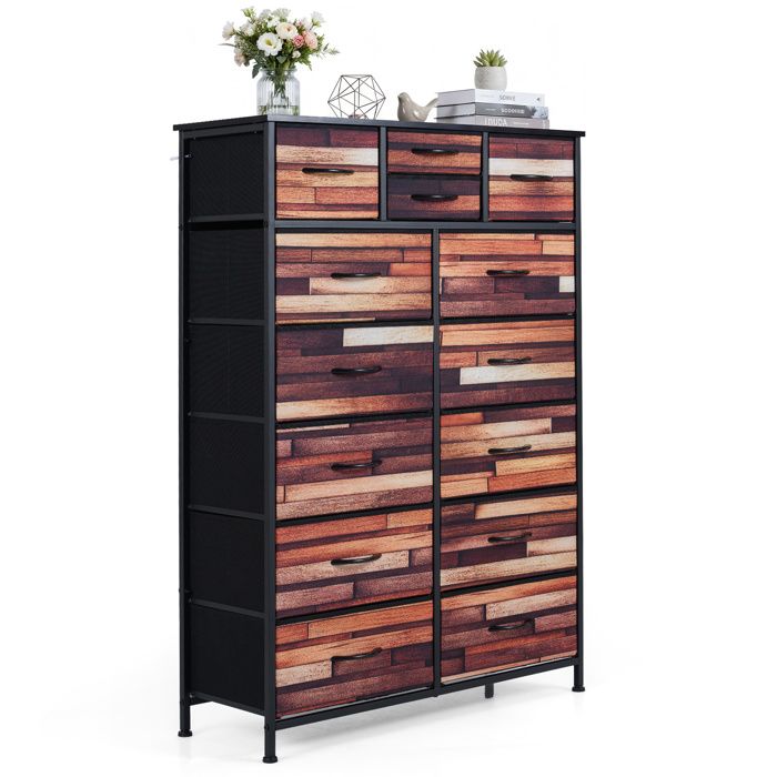 COSTWAY Commode à Tiroirs Tissu avec 14 Tiroirs en Tissu Non Tissé Cadre Métallique pour Chambre Entrée Salon Placard COSTWAY Commode à Tiroirs Tissu avec 14 Tiroirs en Tissu Non Tissé Cadre Métallique pour Chambre Entrée Salon Placard