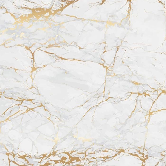 Papier Peint Blanc Marbre avec Fils Dorés - Revêtement Mural pour Salon TV Canapé Chambre - Déco Murale Photo - 350x256cm