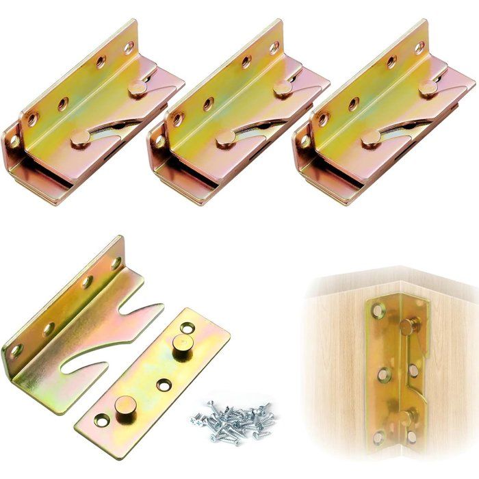 Jeu de 4 connecteurs d’angle pour cadre de lit charge lourde antirouille avec vis assemblage facile de lit et meubles
