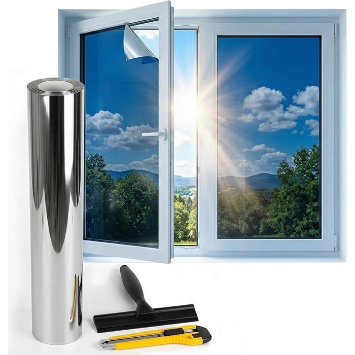 Film Fenetre Anti Reg Film Anti Chaleur Film Occultant Fenêtre s Tn Anti UV Film Miroir 70*400CM Argent (Adhérence Statique) Film Fenetre Anti Reg Film Anti Chaleur Film Occultant Fenêtre s Tn Anti UV Film Miroir 70*400CM Argent (Adhérence Statique)