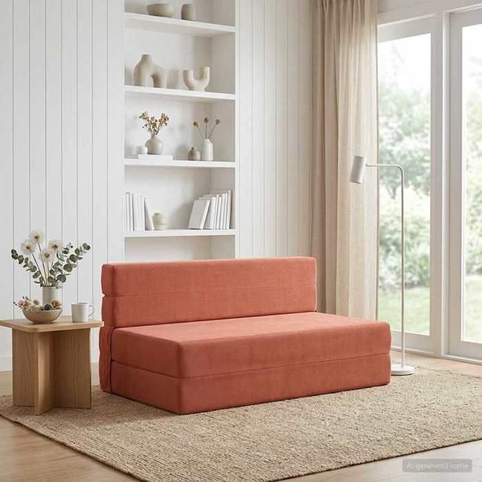 Canapé convertible - Canapé-lit - COCO - SOFA intérieure - tissu - rouge - 152 x 865 x 60 cm - fermeture zippée753658