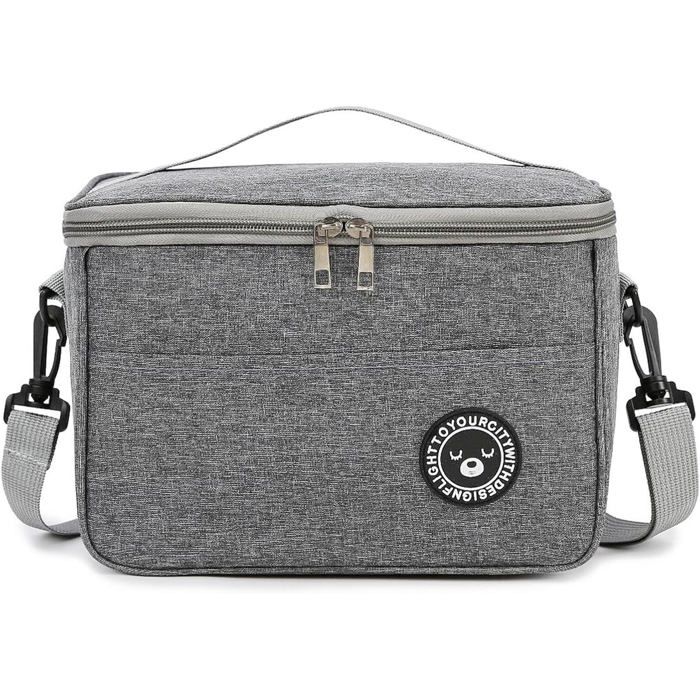 Sac isotherme 55L gris - pique-nique repas bureau 24x14x17cm