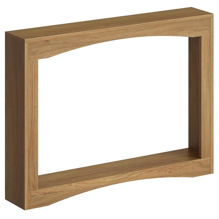 Table console étroite 100 cm en bois noyer clair - finition soignée avec rangement pratique idéale pour sublimer le salon