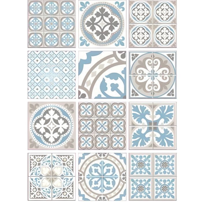 Planche De Stickers Carreaux De Ciment Moziblue 12 Pieces 15