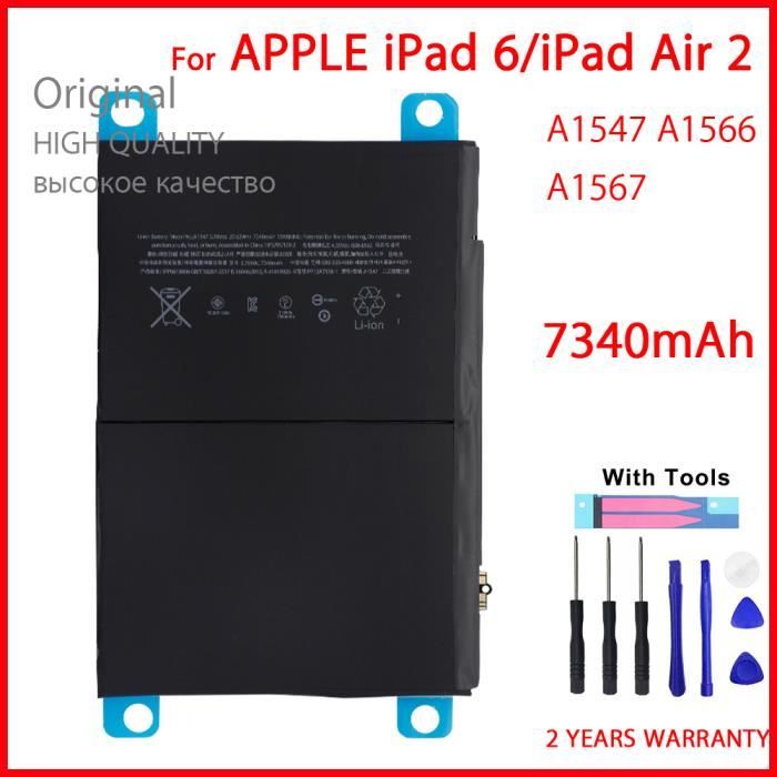 Pour iPad 6 Air 2-Batterie pour tablette avec outils, véritable batterie  pour iPad 6 Air 2 A1566 A1567 1 Mini