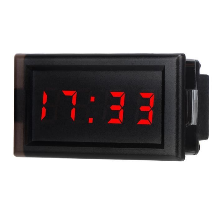 Horloge Numérique Voiture LED - Étanche 4.5-30V - Affichage Rouge/Bleu/Vert