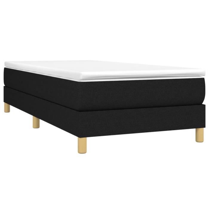 Sommier - AKOZON - 90x200 cm - Tissu Noir - Lattes de contreplaqué - 1 place