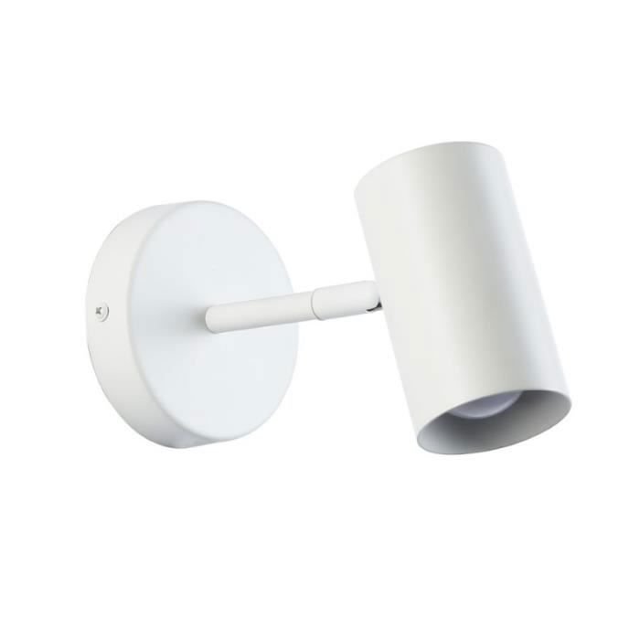 Applique Lampe Murale en Aluminium Blanc Faisceau Orientable E27 pour Chambre à Coucher Bureau Table de Nuit.