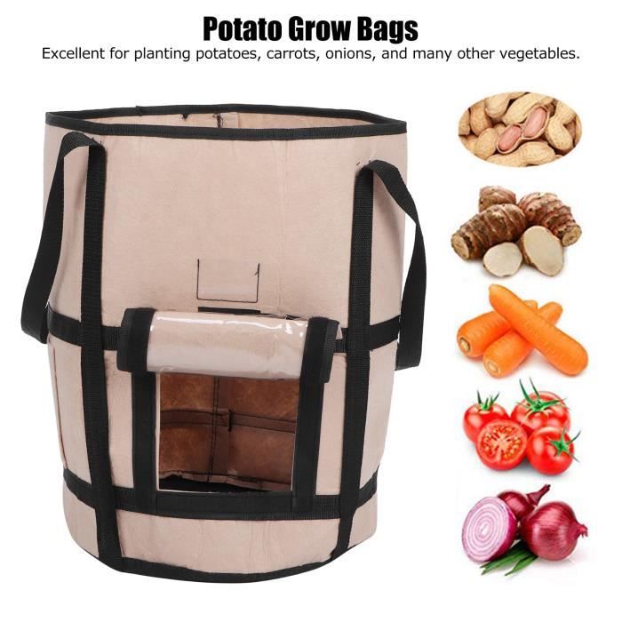 Lot De 5 Sacs De Culture 11L - Non Tissé Respirant Avec Poignées Pour Légumes, Fleurs
