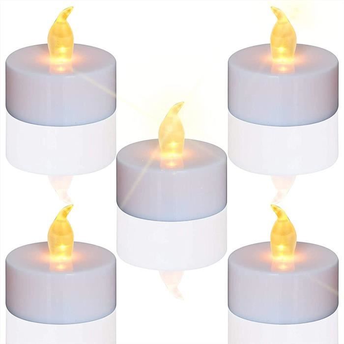 Lot de 24 bougies LED Bougies CR2032 piles Bougies Unscented Bougie chauffe-plat sans flamme claire vacillante 100 + heures