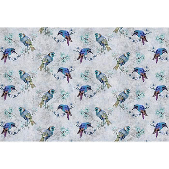 Papier Peint Intissé Impression Ultra Mat Fleurs Bleu Gris - 53 Cm X 10 05 M Borastapeter 92751181