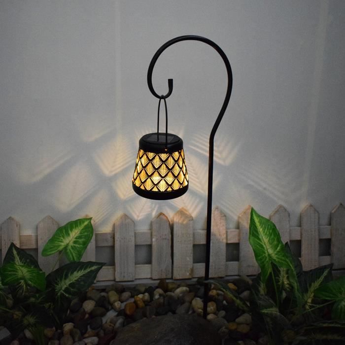 lumière de cour solaire créatif fer foré ajouré lanterne lanterne insérée dans la lumière jardin extérieur paysage décoration