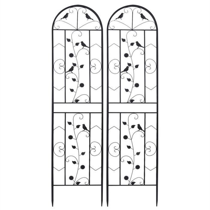 Lot de 2 Treillis de Jardin en Métal Support pour Plantes Grimpantes Treillage Jardin Extérieur 210x50cm