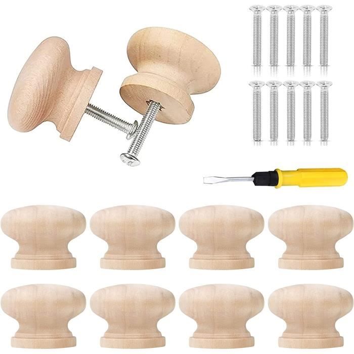 Poignée De Tiroir En Bois, Boutons En Bois Avec Vis ... - Rakuten