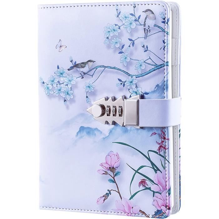 Journal Avec Serrure à Code Pour Femmes/filles - Cuir PU Imperméable, Pages Rechargeables - Format B6 (20x13.7 Cm) - 2
