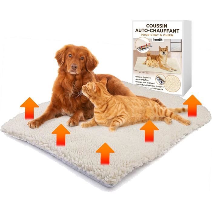 Coussin Chauffant Pour Chat Et Chien - Tapis Thermique Auto-chauffant 60x45 Cm, En Polyester Et Laine D'agneau, Lavable Machine, Antidérapant - 3