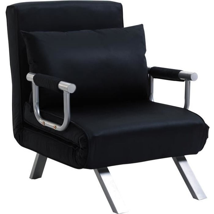 Fauteuil Chauffeuse Convertible Canapé-Lit TROPIC Noir