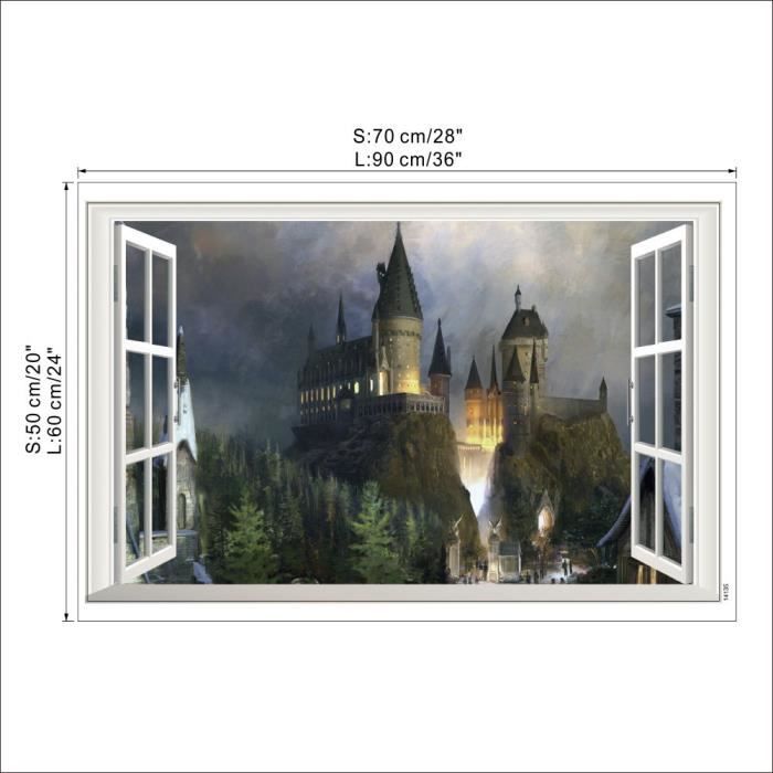 Harry Potter Affiche 3D Fenêtre Décor Poudlard Décoratif Stickers Muraux  Monde Magique L'école De Papier Peint Pour Chambre Decal - Cdiscount Maison