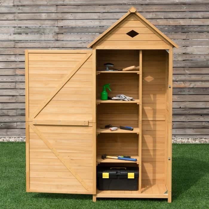 Armoire Abri De Jardin En Bois Cabine Pour Rangement Outils A 5