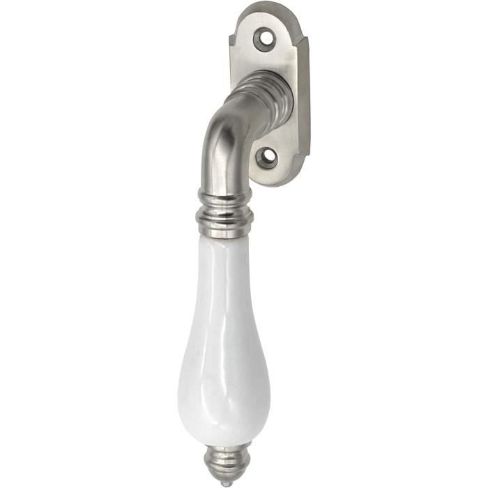 Poignée de fenêtre antique Olive Laiton nickelé mat brossé, modèle