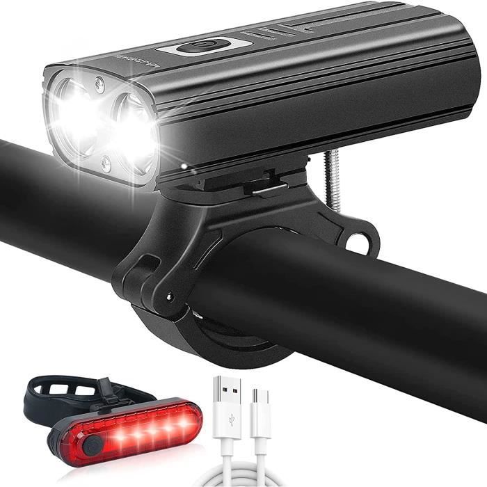Lumiere velo Eclairage Velo USB Rechargeable 5 Modes de Feux de Velo 1000 Lumens 2 LEDs Lampe Velo Lampe Velo IP65 Etanche A24 Cdiscount Sport