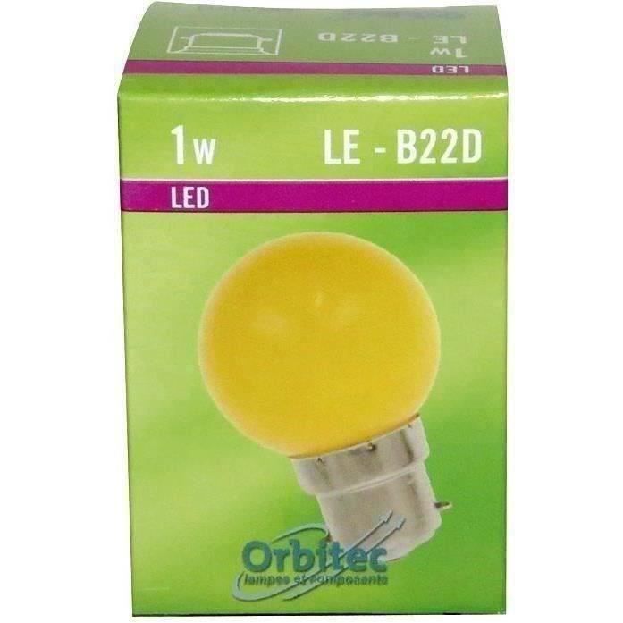 LED sphérique B22D - pour guirlande - 45x70 - jaune