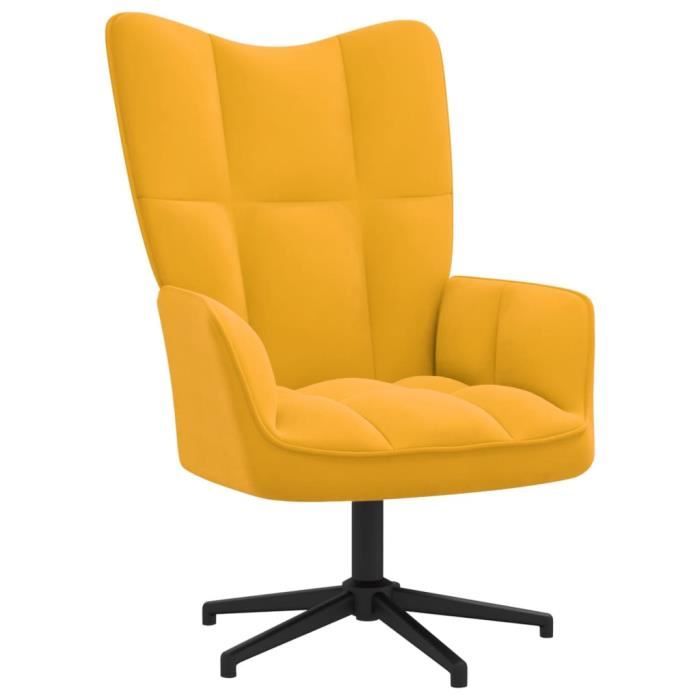 Superbe© TOP VENTE Chaise de salon Fauteuil de relaxation Jaune moutarde Velours - 2615
