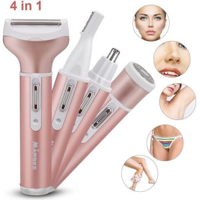 ZGEER Epilateur Rasoir Electrique Femme Tondeuse 4 en 1 femmes Bikini rasoir nez sourcil tondeuseRose 