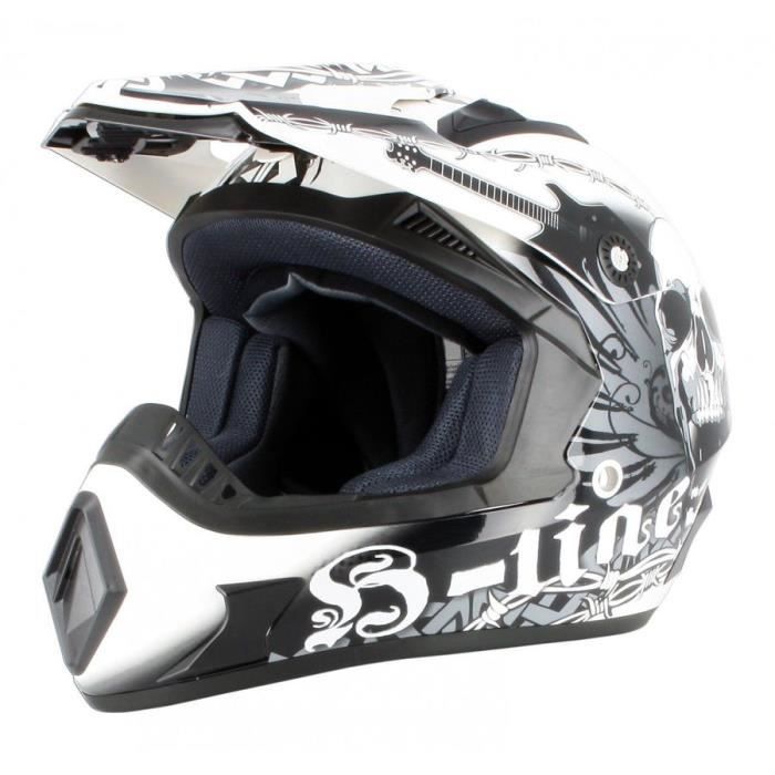Casque Motocross Noir Blanc L Moto Cross Achat Vente Casque Moto Scooter Casque Motocross Noir Blanc Cdiscount