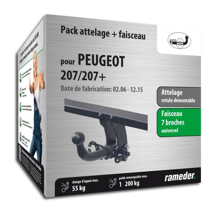 Attelage - Peugeot 207/207+ - 02/06-10/13 - rotule démontable - AUTO-HAK - Faisceau universel 7 broches